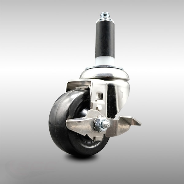 3 Inch 316SS Hard Rubber Swivel 1 Inch Expanding Stem Caster with Brake SCC